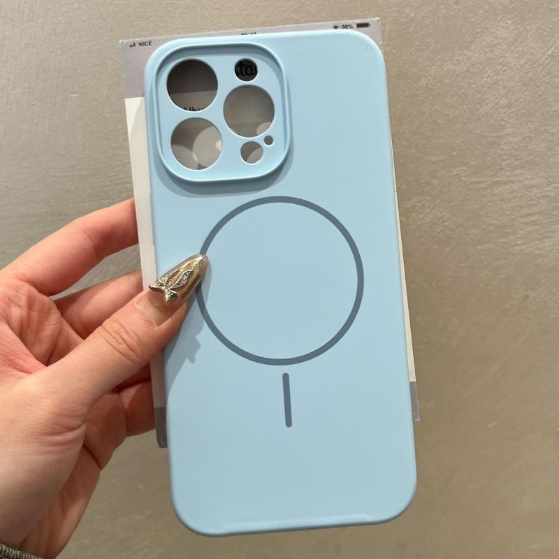 Original Liquid Silicone Soft Magnetic Case For iPhone 16 15 14 Plus 13 12 Pro Max Lens Protection Wireless Charge Plain Cover