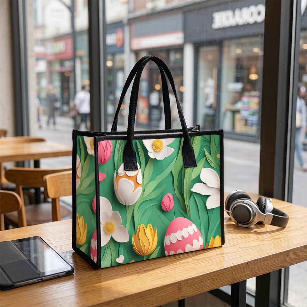 Easter Floral Tote Bag Spring Holiday Handbag Fashion Outdoor Shopper Bag