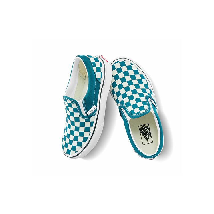 Vans Low Top Kids' Skateboarding Shoes White Green Checkerboard Children Aged 3 7 Years Old VN0A5KXM9EX