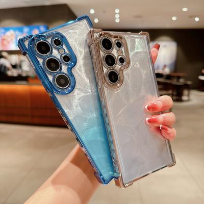 Custodia per telefono con piume glitterate elettrolitiche sfumate per Samsung Galaxy S24 S23 S22 Plus Ultra A55 A54 A35 A34 A25 A15 5g Guscio antiurto