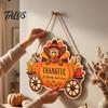 Harvest Celebration Ornament Thanksgiving Front Door Hanging Sign, Pumpkin Turkey Pattern Hanger, Autumn Reusable Seasonal Wall Art for Farmhouse