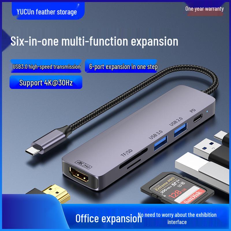 USB-C Laptop-Hub: 100W Ladefunktion, USB 3.0, 4K Screen Casting, SD/TF Erweiterungsdock