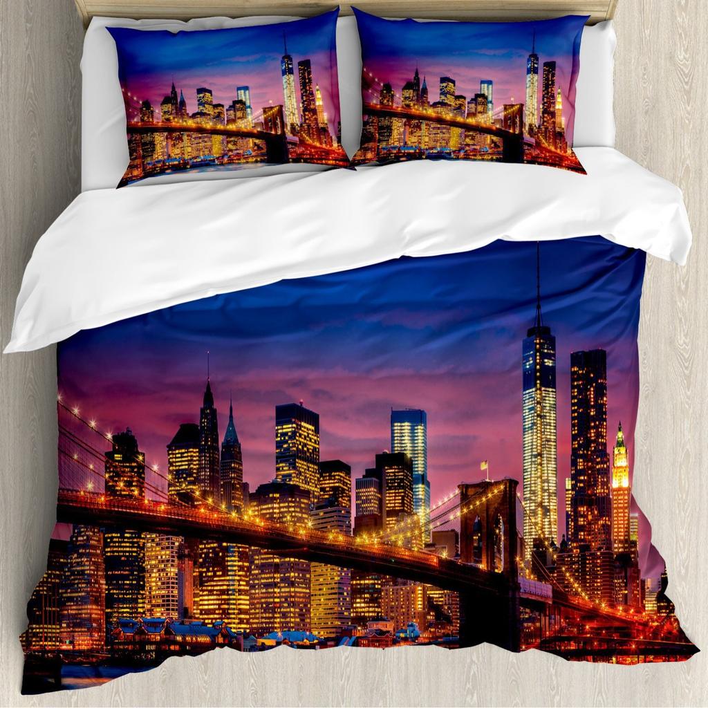 New York City Theme Duvet Cover Three-Piece Dormitory Bed Quilt Cover Set Quilt Cover
