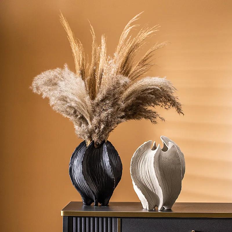 For Ceramic Vase Irregular Folded Paths Abstract Ceramic Crafts Flower Vase Flower Arrangement Accessories Home Decoration