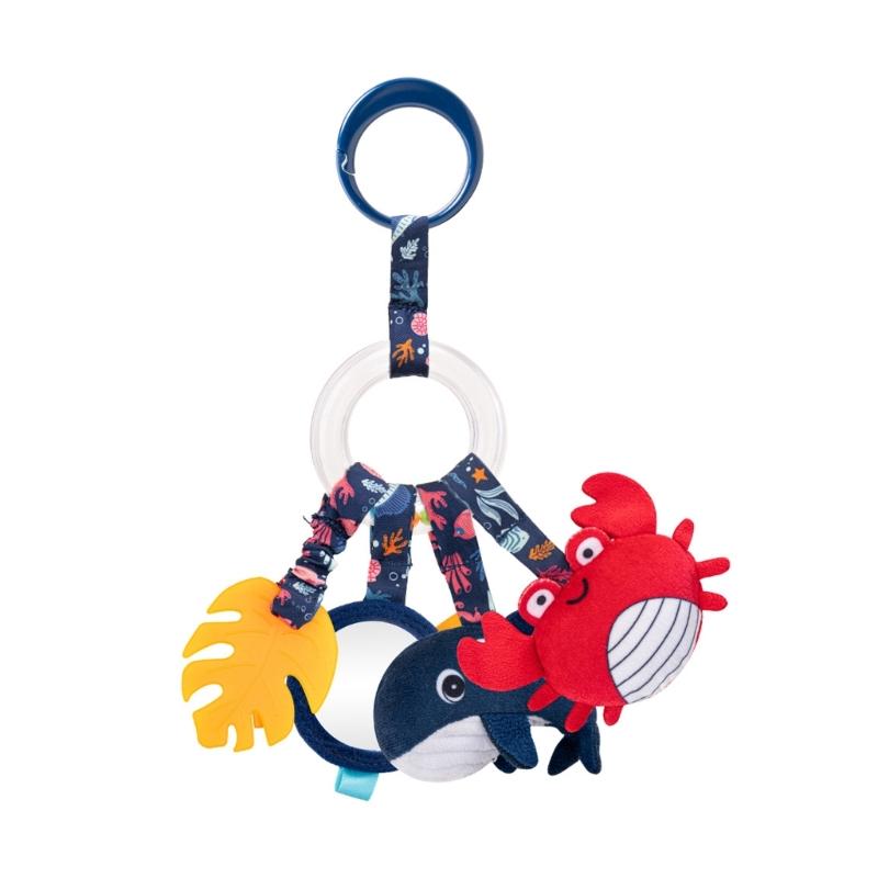 Baby Bed Whale Hanging Teether Supplies Blue Rattle Interactive Toy Infant Gift for Baby Visual Sensory Stimulation