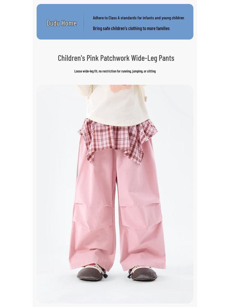 2026 Spring Girls' Wide-Leg Cargo Pants - New Arrival by Dudu Home