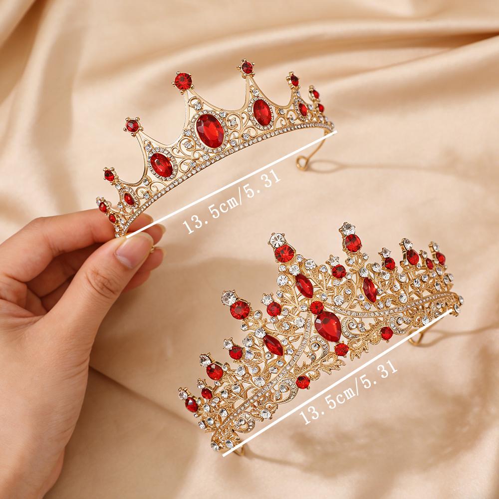 

2Pcs Baroque Royal Tiara Set Vintage Gold-Tone Crowns Sparkling Rhinestones Luxurious Bridal Headwear Weddings Proms Pageants