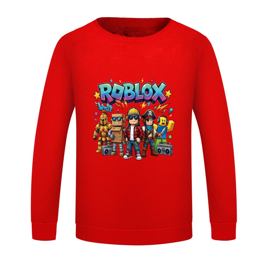 5574 Kids Boys Girls Roblox Print Round Neck Long Sleeves Sweatshirt