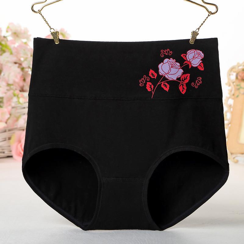 Florale High Waist Formende Baumwoll-Unterwäsche für Damen Atmungsaktive Bauchkontroll-Slips