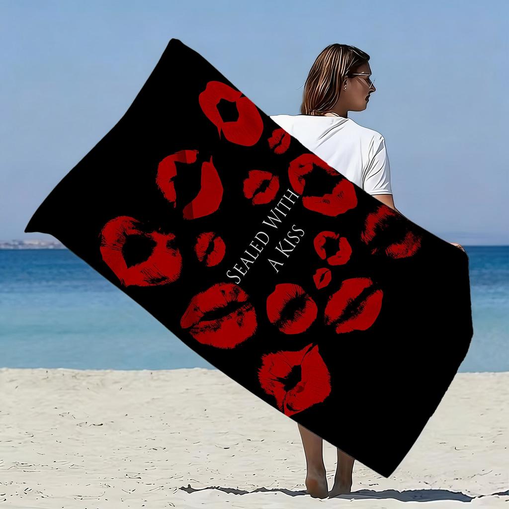 1 Stück Rote Lippen Druck Übergroßes Weiches Strandtuch Sexy Muster Ideales Geschenk für Freunde & Valentinstag