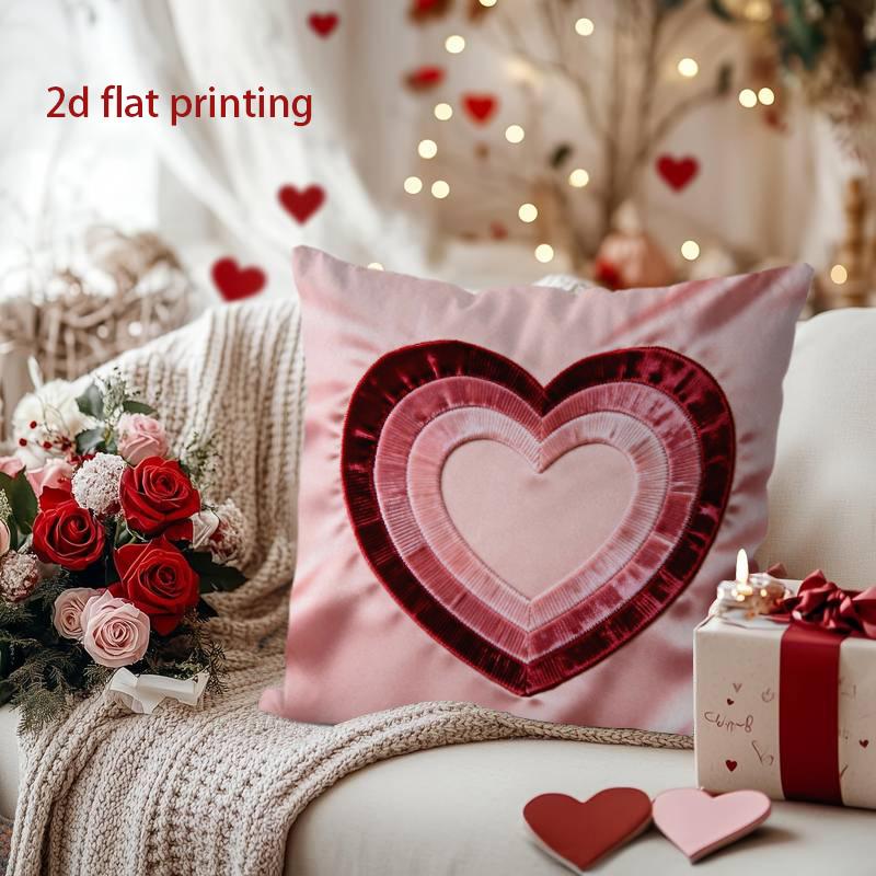 Heart-Shaped Pattern Pillowcase for Valentine's Decor Pattern Cushion Cover Suitable for Sofa Bedroom Car Pillow Cover