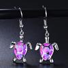 Cute Sea Turtle Stud Earrings For Women Fashion Imitation Blue Fire Opal Stud Earrings For Women Wedding Band Jewelry Gifts