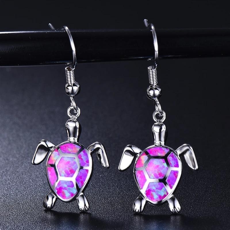 Cute Sea Turtle Stud Earrings For Women Fashion Imitation Blue Fire Opal Stud Earrings For Women Wedding Band Jewelry Gifts