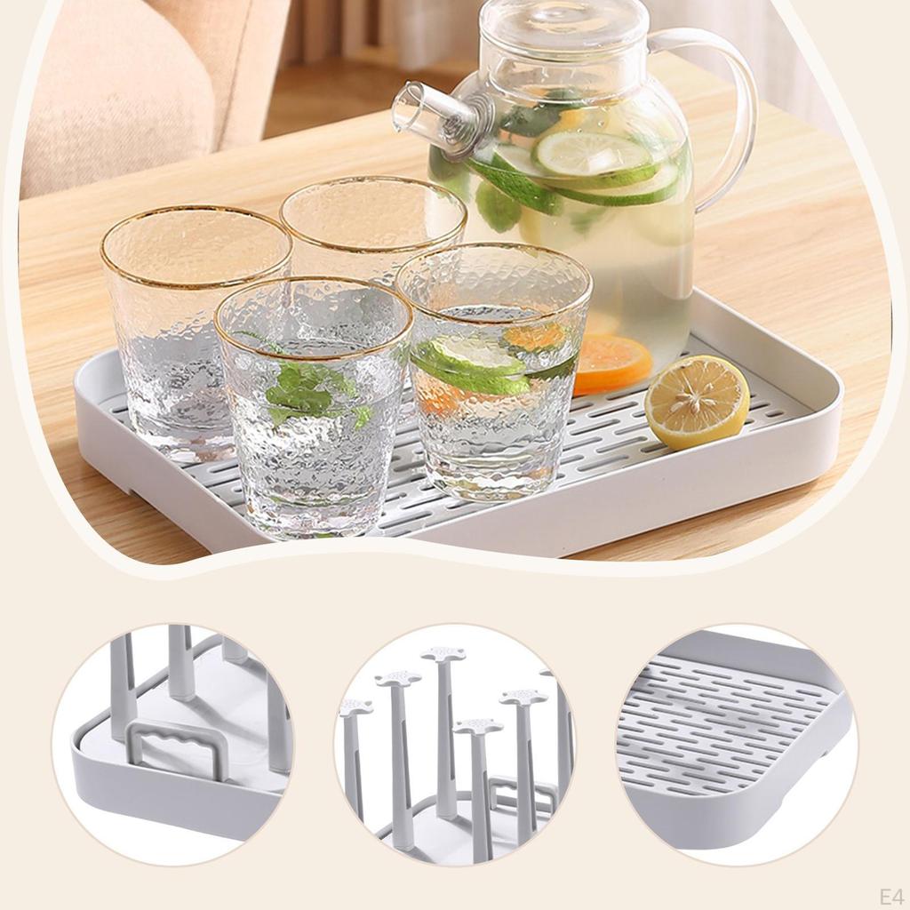 Bottle Rack Kitchen Cups Drain Tray Can Hold 6 Drinking Glass Drainer Coffee Mug Table