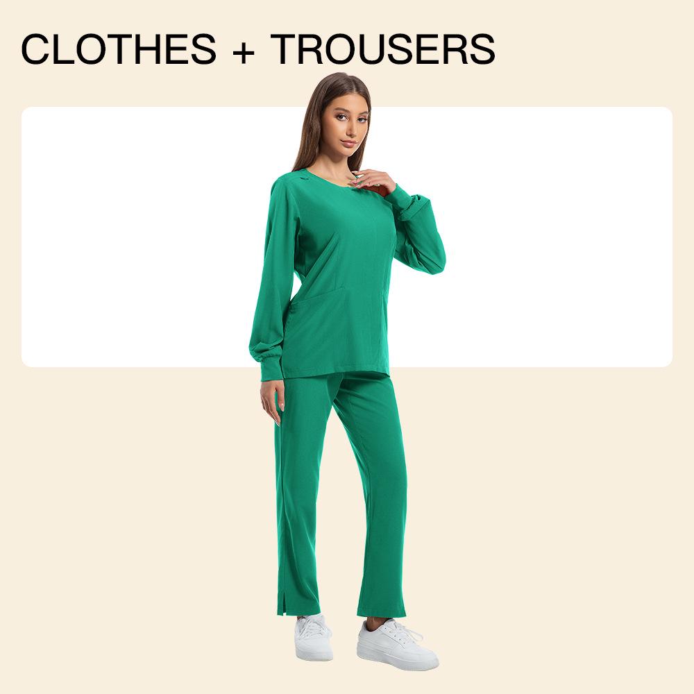 Women's Long Sleeve Stretch Scrub Set - Washable Nurse or Doctor Uniform