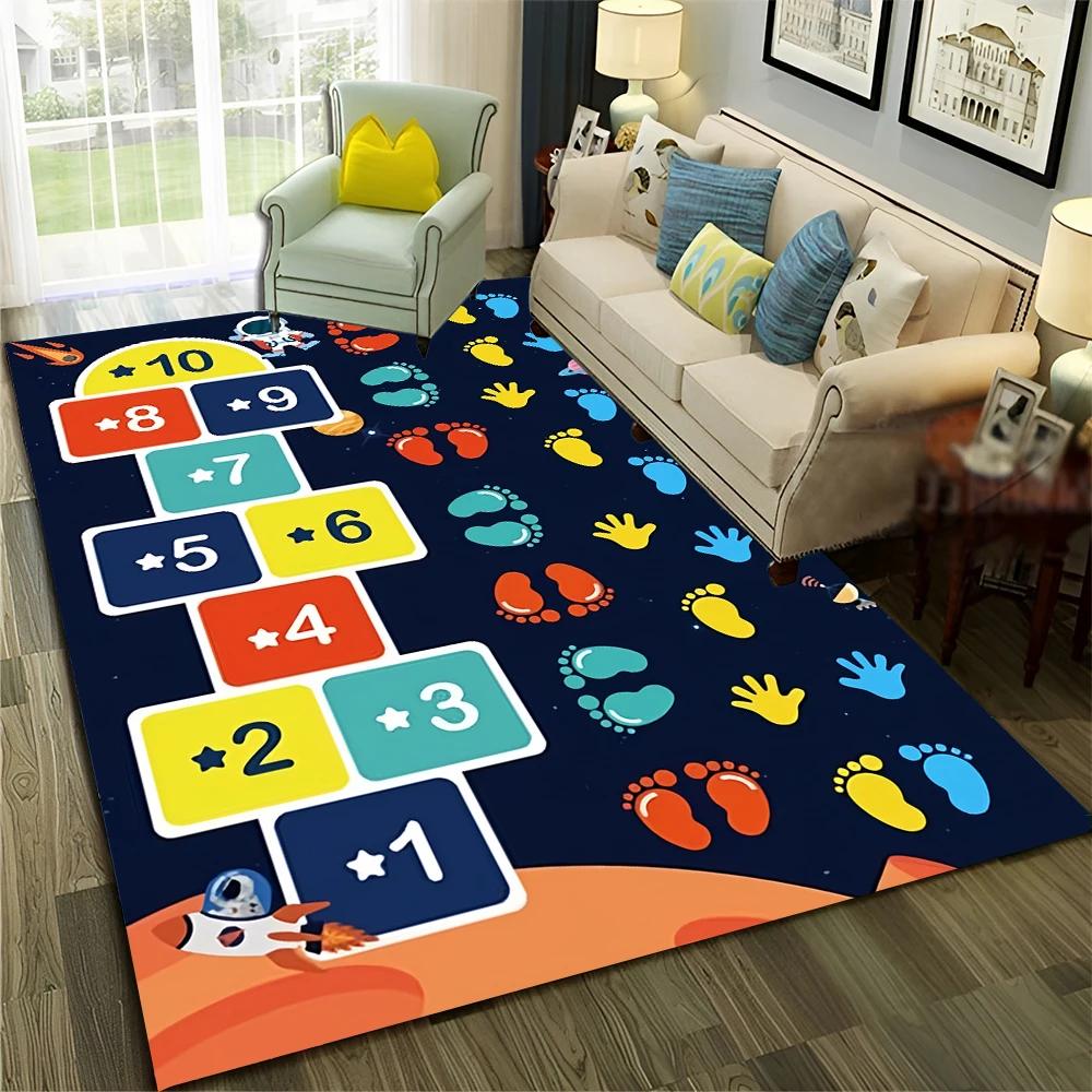 27 Stil Hüpfspiel Kinder Digitale Spiele Junge Mädchen Cartoon Teppich Teppich für Zuhause Wohnzimmer Sofa Fußmatte Dekoration,Rutschfeste Bodenmatte