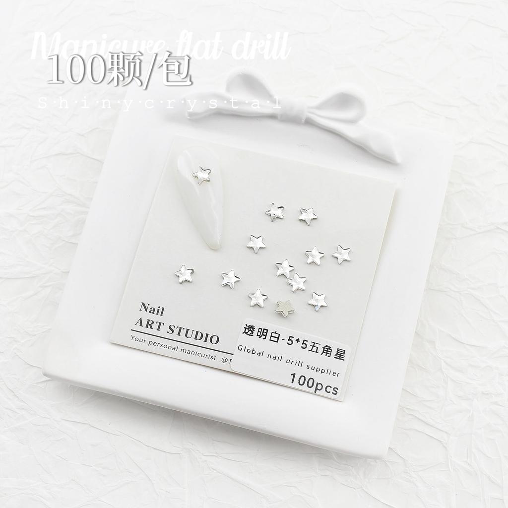 Nail Art White Flat Bottom Special-Shaped Diamond Size Mini Water Drop Love Square Transparent Diamond Jewelry White Rectangular Diamond