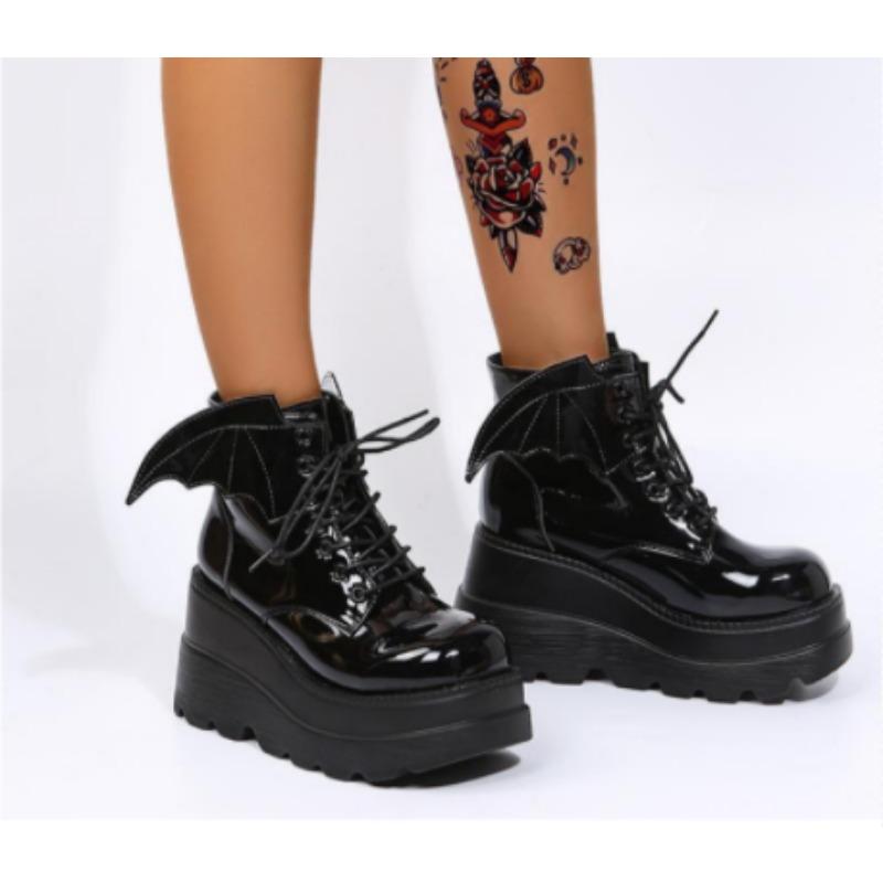 Značka Dámské Boty Zima Nové Punk Goth Dámské Boty Ležérní Šněrovací Boty na platformě 43 Velká velikost Módní Party Dámská obuv