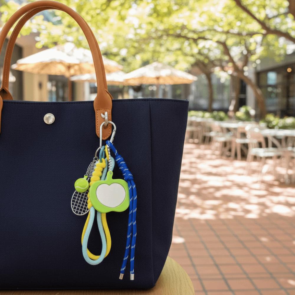 Med Spegel Tennisracket Nyckelring Nyckelring Sportig Stil Väskberlocker Födelsedagspresent