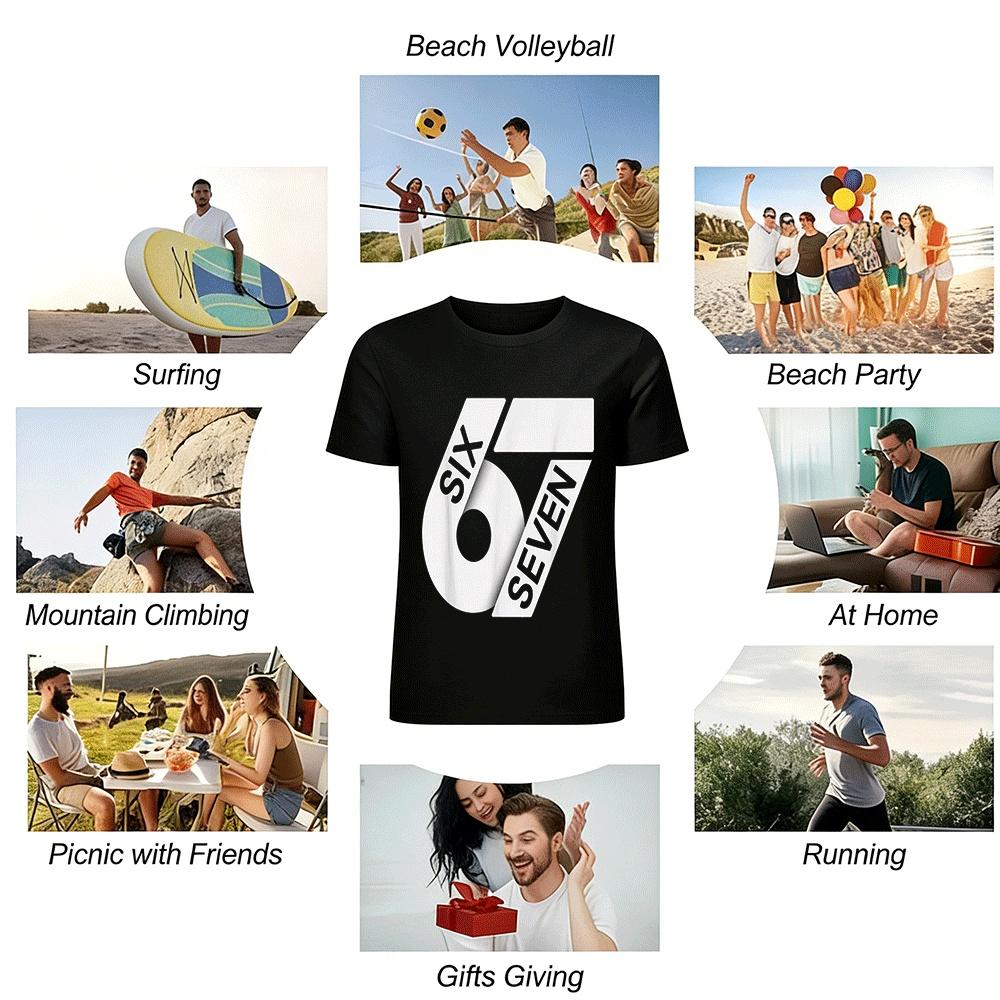 Creative Number 67 Print Casual Short Sleeve T-Shirt Pure cotton T-shirt
