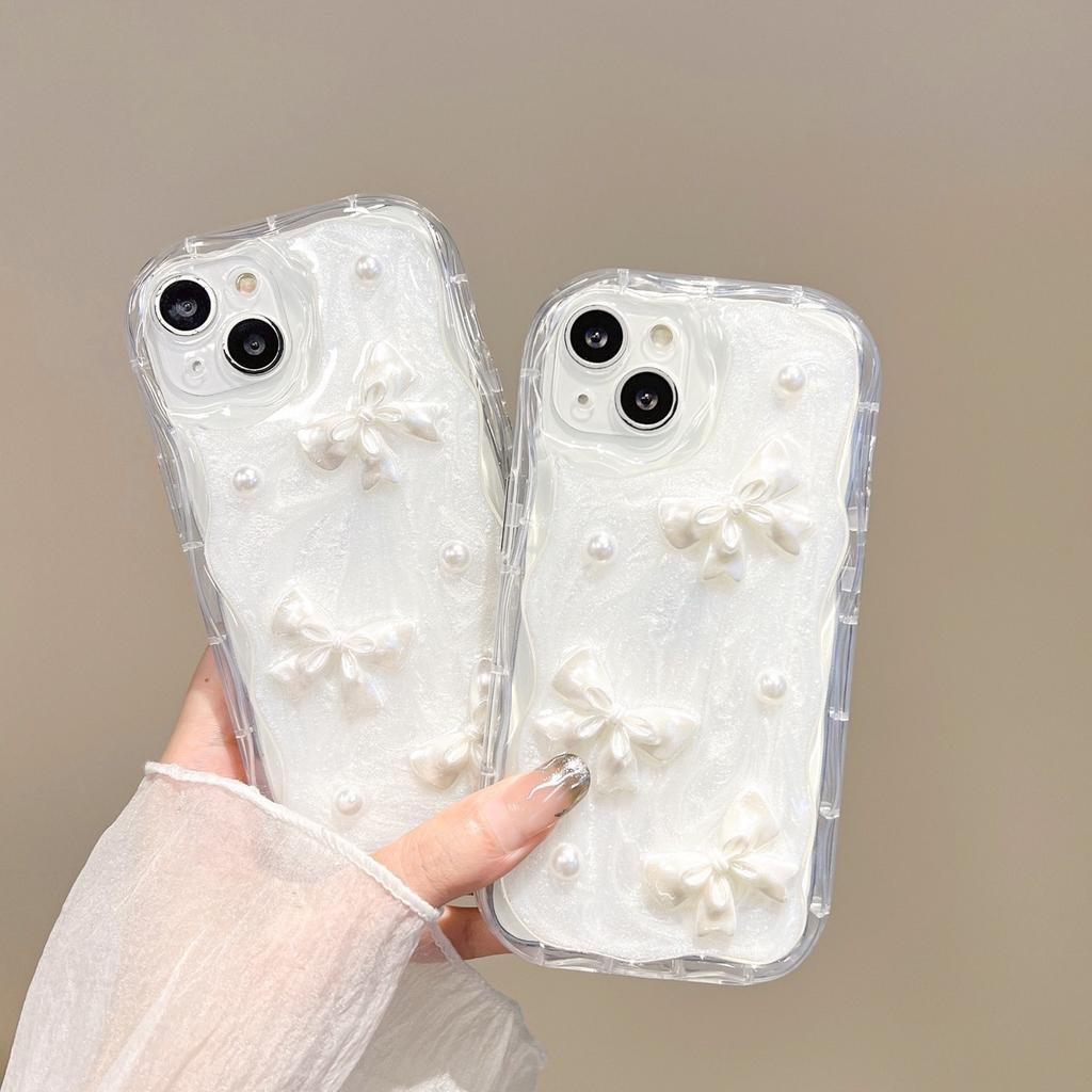 Premium smudge three-dimensional bow for iPhone15promax mobile phone case Apple 14 13 women 12 Korea 11
