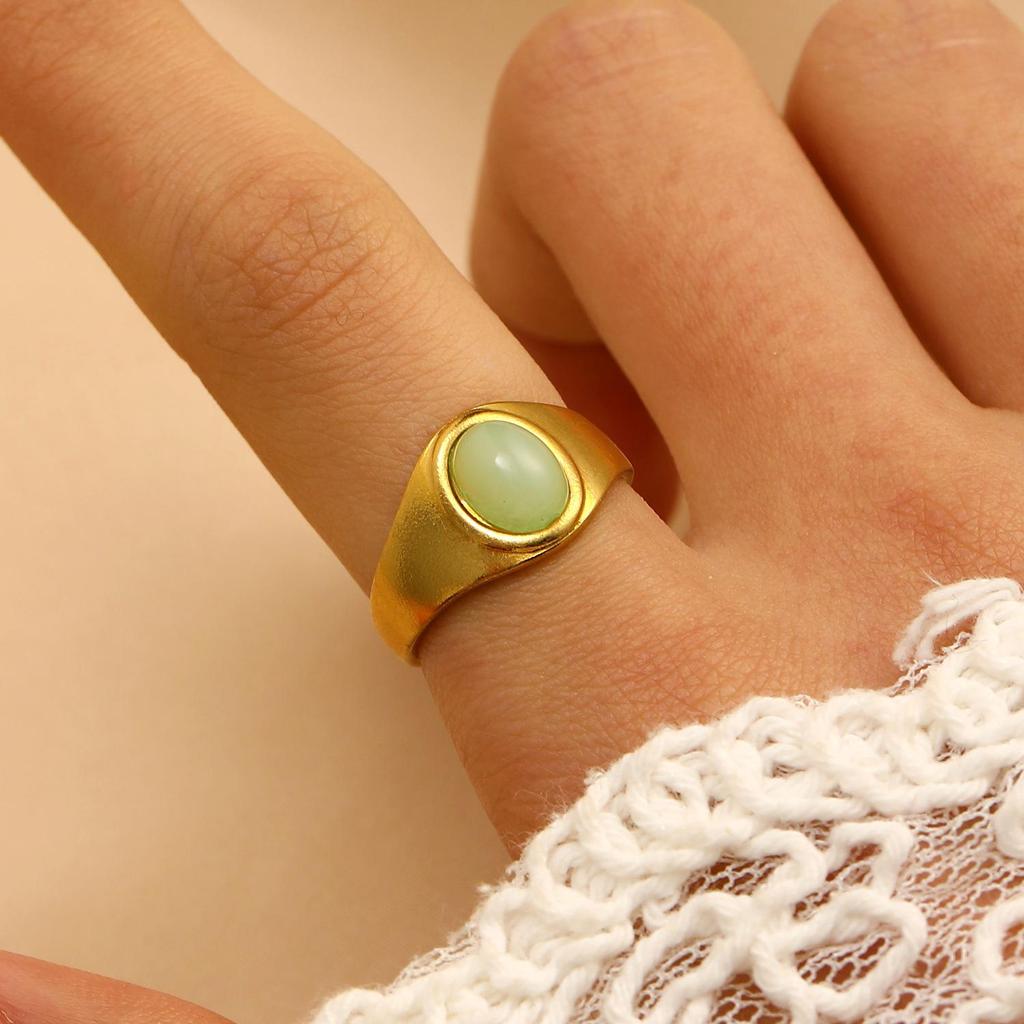 Vintage Turquoise Stainless Steel Open Finger Ring for Women
