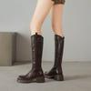 Krazing Pot Microfiber Winter Round Toe Modern Platform Size 33 Knee Boots Size 43 Thick Bottom Women Fashion Thigh High Boots