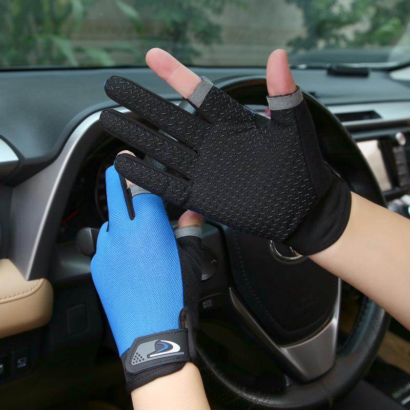 Summer Male's Fishing Gloves Anti-UV Cycle Cycling Female Two Finger Cut Male Touch Screen Angling Anti-Slip Breathable Fitness Glo Practical Use