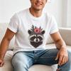 Raccoon Flowers Unisexs TShirt Woodland Animal Graphic Tee 100Cotton Oversized T Shirt