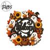Fall Wall Hanging Ornament Halloween Pumpkin Ghost Wooden Welcome Door Hanger Sign, Cute with Bell Theme Plaque Rope, Decor for Indoor Outdoor