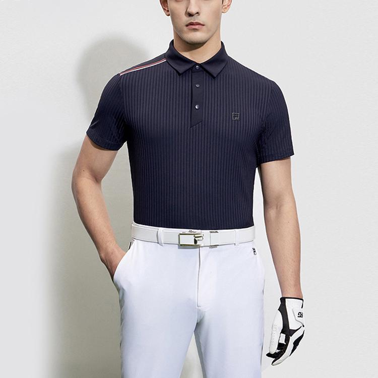 Fila Solid Color Golf Short Sleeve Polo Shirt Men Tops Legendary-Blue A11M325124FNV