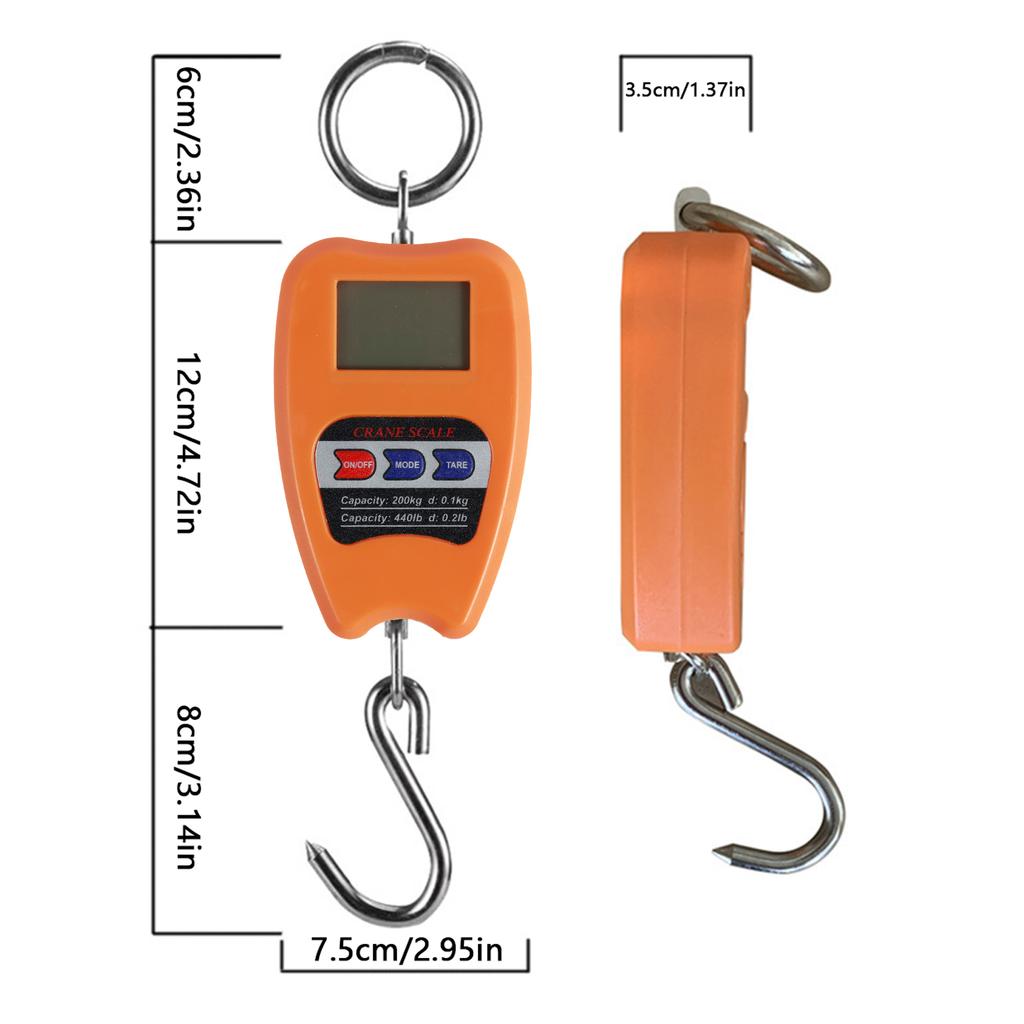 Digital Crane Scale 440lb/200kg Handheld Industrial Electronic Hanging Scale High Precision Weighting Scale Portable Small Hook