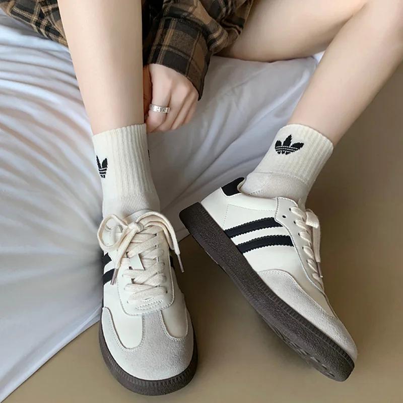 Fashion Women Genuine Leather Sneakers Round Toe Flats Mixed Colors Sewing Ladies Fashion Lace-up Shoes Spring Autumn Grey White2025 new