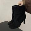 Autumn Winter Square Toe Ankle Boots for Women Low Thin High Heels Female Party Dress Modern Short Shoes  De Mujer