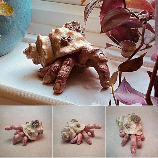 Snail Garden Decor, Snail Finger Ornament Horror Halloween Prop, Snail Hand Resin Model for Indoor Outdoor Desktop Fish Decoration