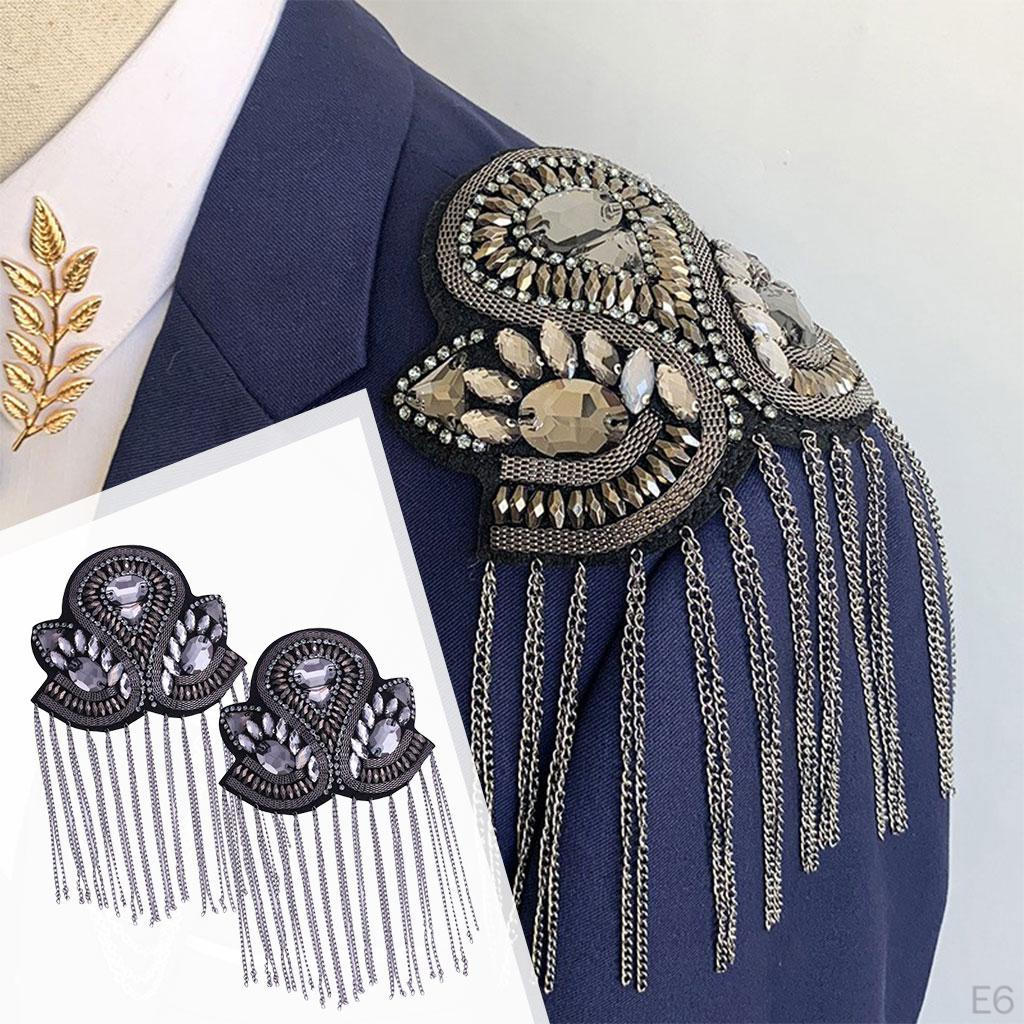 2Pcs Brooch with Epaulet Fringe for Festive Occasions