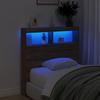 LED Headboard with Shelves Brown Oak Effect 100 x 17 x 102 cm