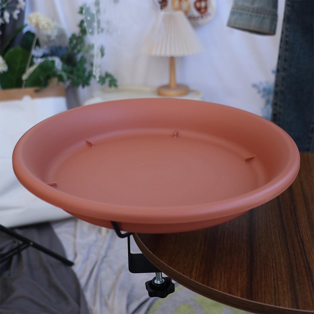 Practical Adjustable Deck Railing Bird Bath Removable Plastic Deck Mounted Bird Bath Brown Bird Bath Feeder for Garden
