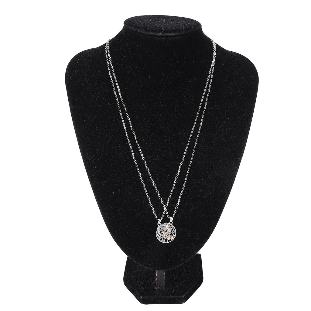2pcs Couple Necklace Alloy Adjustable Sun Moon Magnetic Suction Matching Necklace for Lovers Best Friends