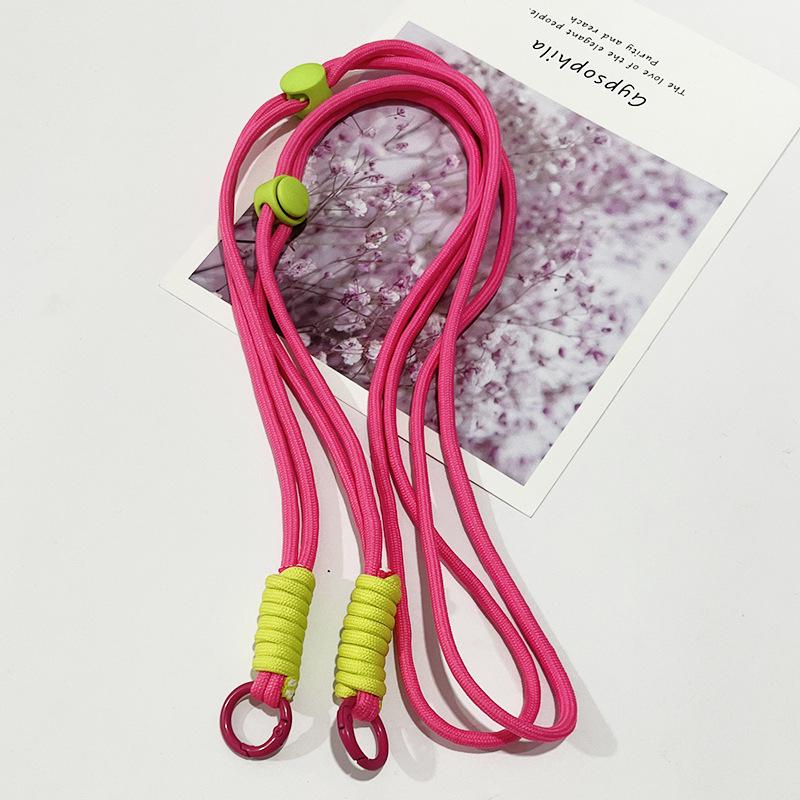 Adjustable Color-Block Crossbody Phone Strap with Clip & Chain