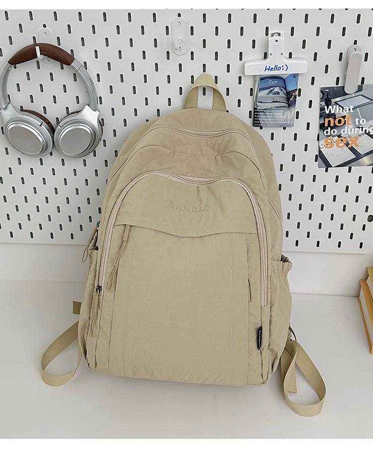 Rucksack mit großem Fassungsvermögen und einfarbig für Studentinnen, leichte Laptop- und Campustasche im japanischen und koreanischen Stil