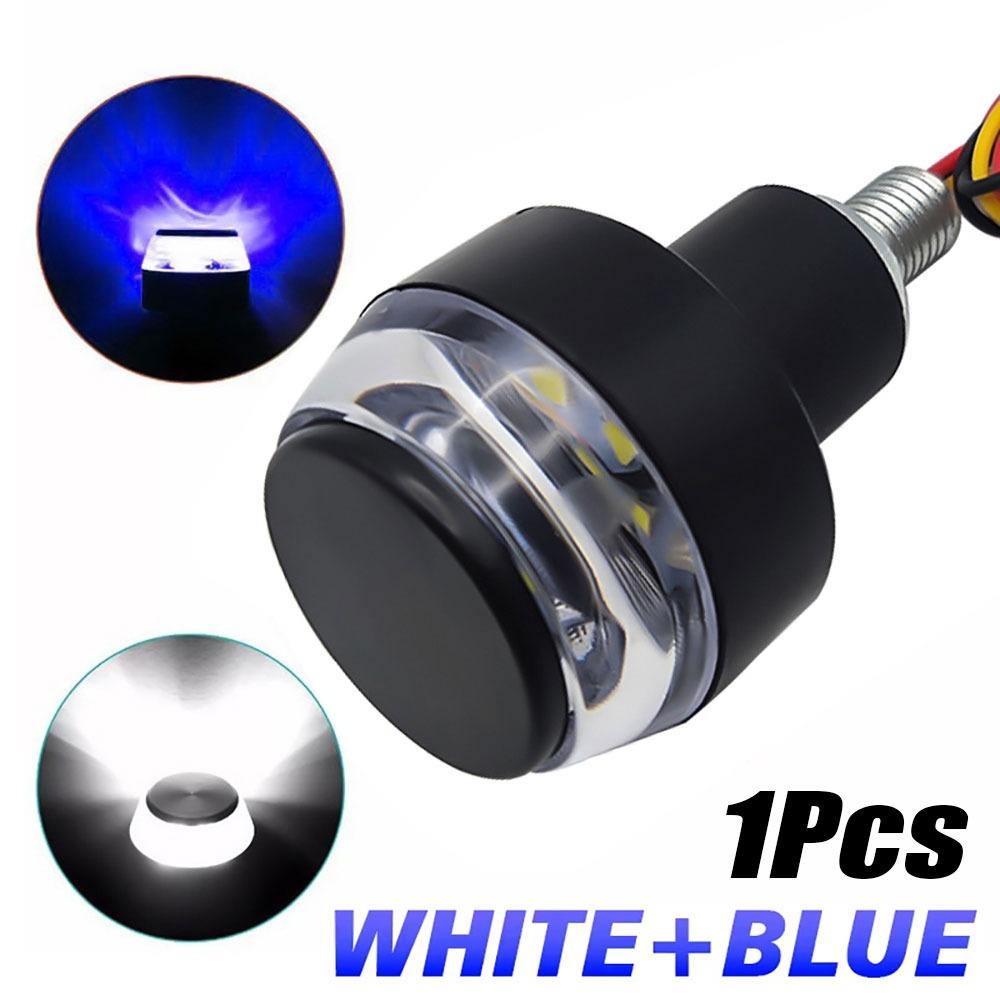

1/2 шт. Мигающие мотоциклетные указатели поворота 22 мм Торцевой мигающий элемент Прочный угловой фонарь для руля мотоцикла 1Pcs white/blue