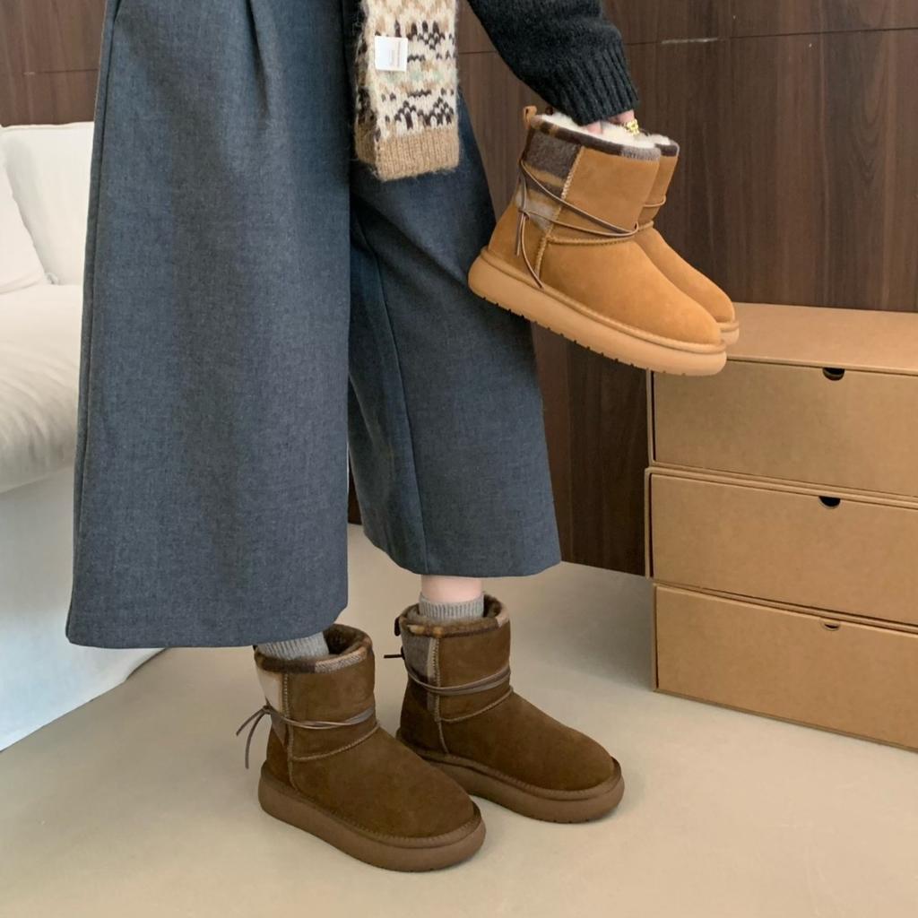 Snow boots women's 2025 new winter velvet thick-soled warm cotton shoes non-slip fluffy women's boots