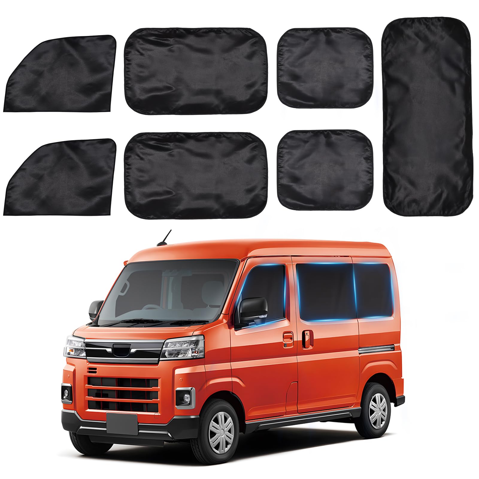 

ZATOOTO Car Curtains for Daihatsu Hijet Cargo Atrai Magnetic Car Camping Set of (S700V/S710V), Curtains, Blackout, 7, Black, CT119-BK7 чёрный