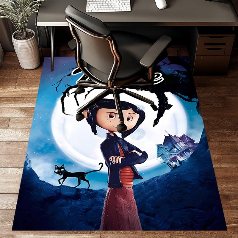 Custom Coraline Mat Personalized Name, Polyester Washable Indoor Entryway Rug, Gift for Christmas, Easter, Thanksgiving Day