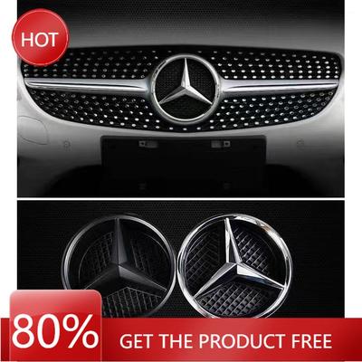 Car Sticker Car Front Grilled Star Emblem Logo Black Border and Silver Border Decoration for Mercedes Benz W205 C E ML GL GLA CL