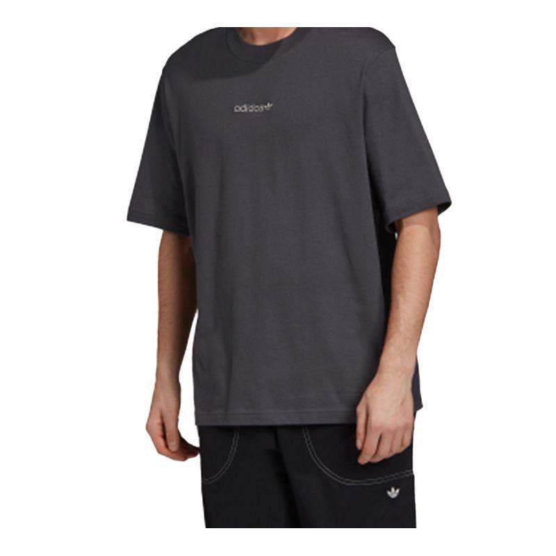 Adidas Originals Embroidered Logo Short Sleeve T-Shirt Men Tops Grey GL6147