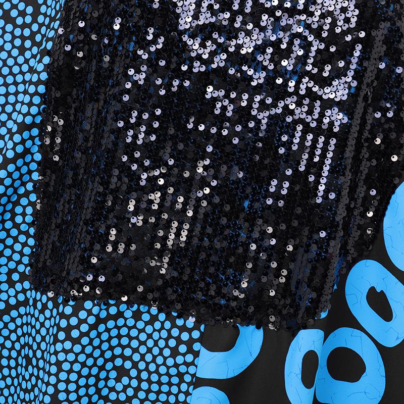 Oversized Women V Neck Half Sleeve Geometric Print Stitching Casual LooseDress