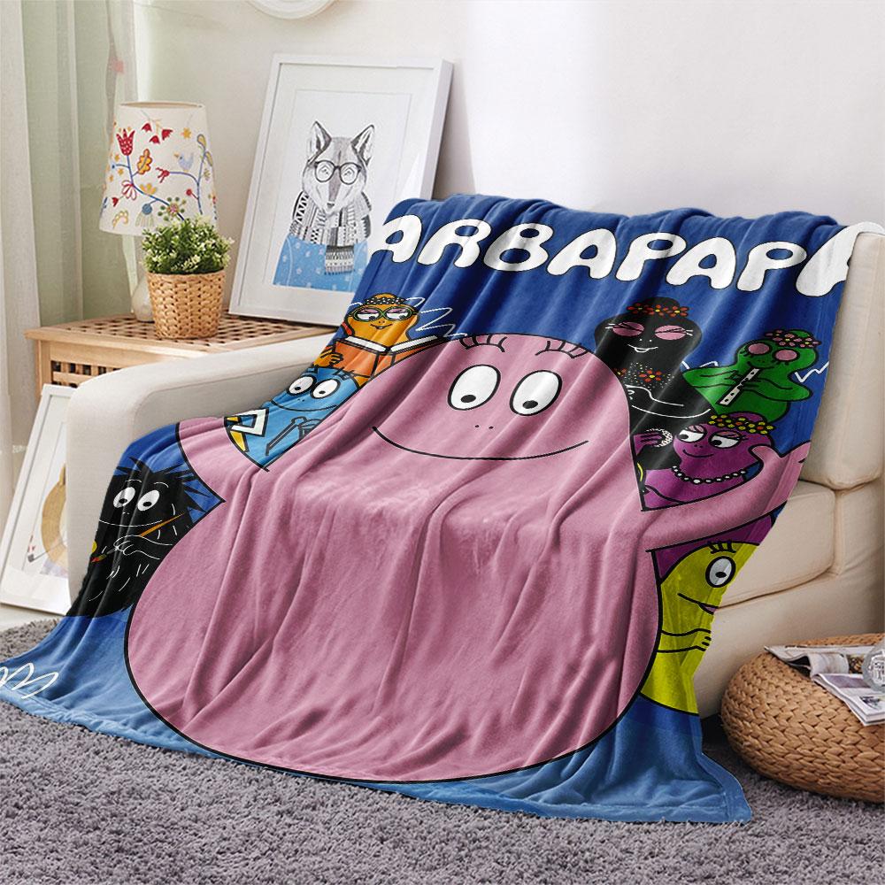 Barbapapa Poster Printed Flannel Blanket, soft throw for bedroom sofa, washable, fan merchandise, great gift.