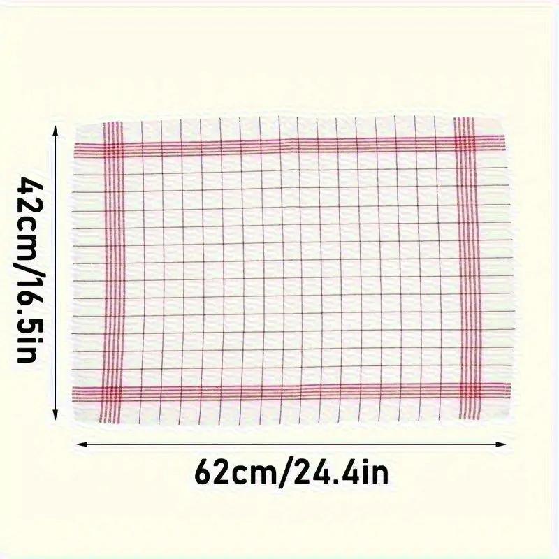 Vintage 100% Cotton Kitchen Towels - 6/12 Pack, Low Lint, Space-Themed Plaid Design, Hand Wash Only, Ideal for Home & Dining